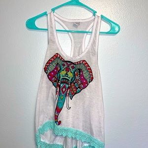 Medium semi crop colorful elephant tank